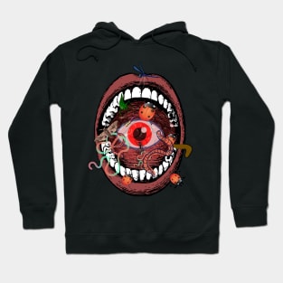 open mouth with eye and several bugs inside Hoodie